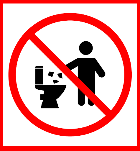 Prohibited From Throwing Garbage Into The Toilet Sign